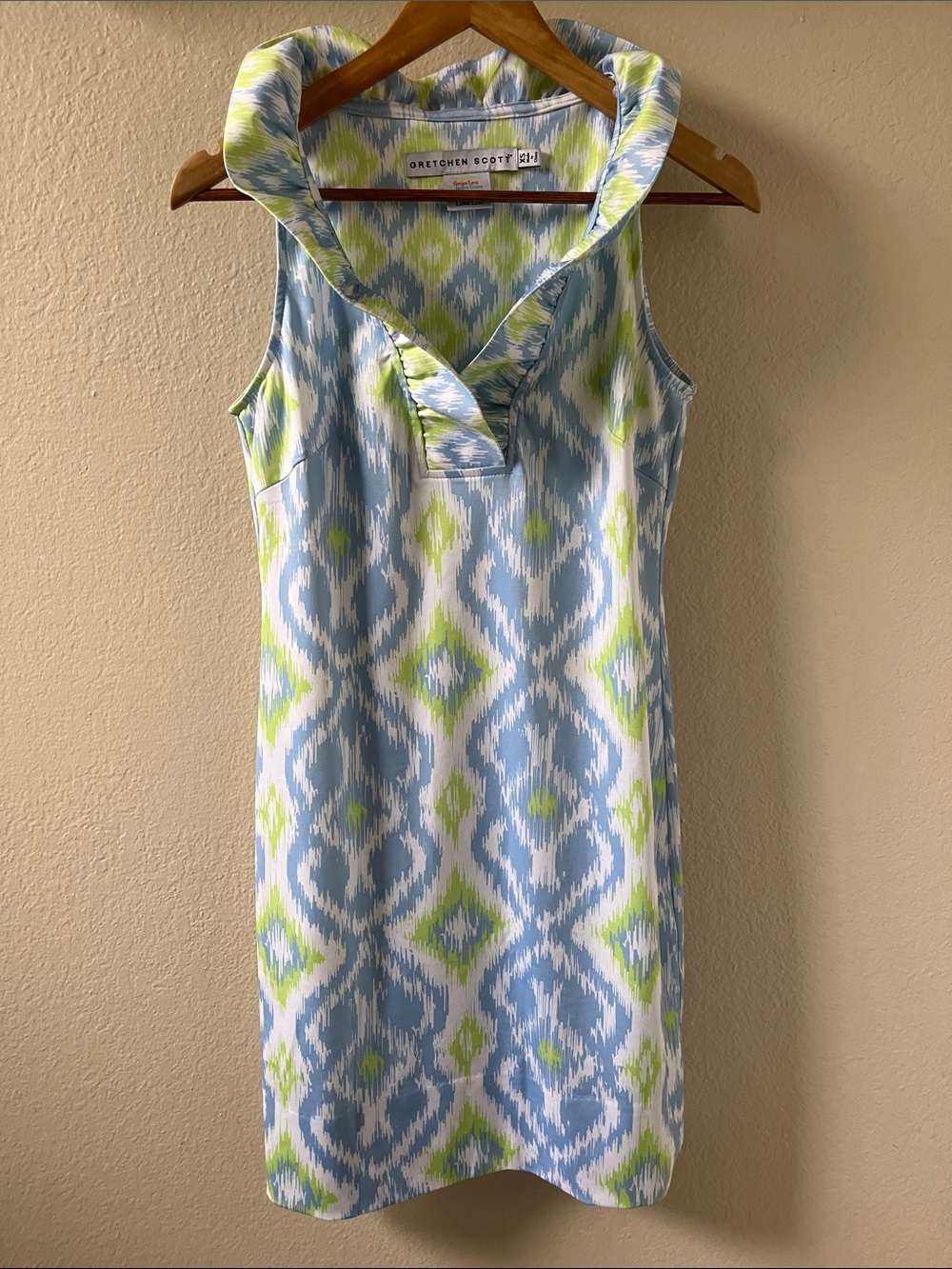 Gretchen Scott Kitt Ikat Ruffle Neck Mini Dress size XS